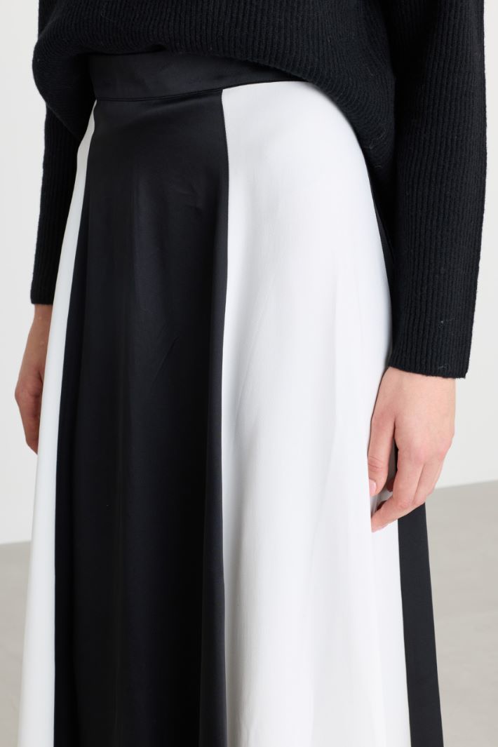 Gonna in raso con pannelli - NERO BIANCO - Fashion Market - 3
