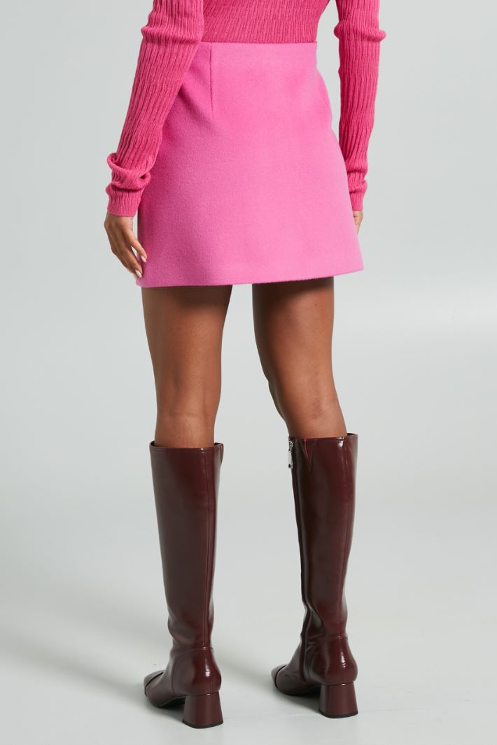 Gonna corta in panno di lana - FUCSIA - Fashion Market - 4