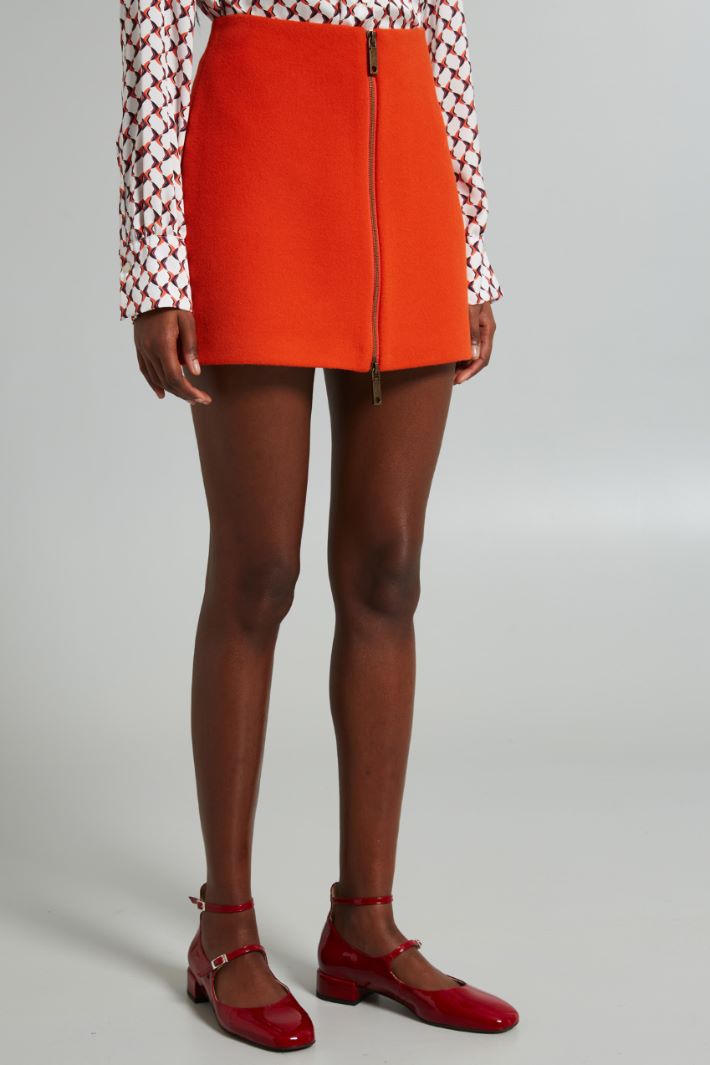 Gonna corta in panno di lana - ARANCIONE ZUCCA - Fashion Market - 2