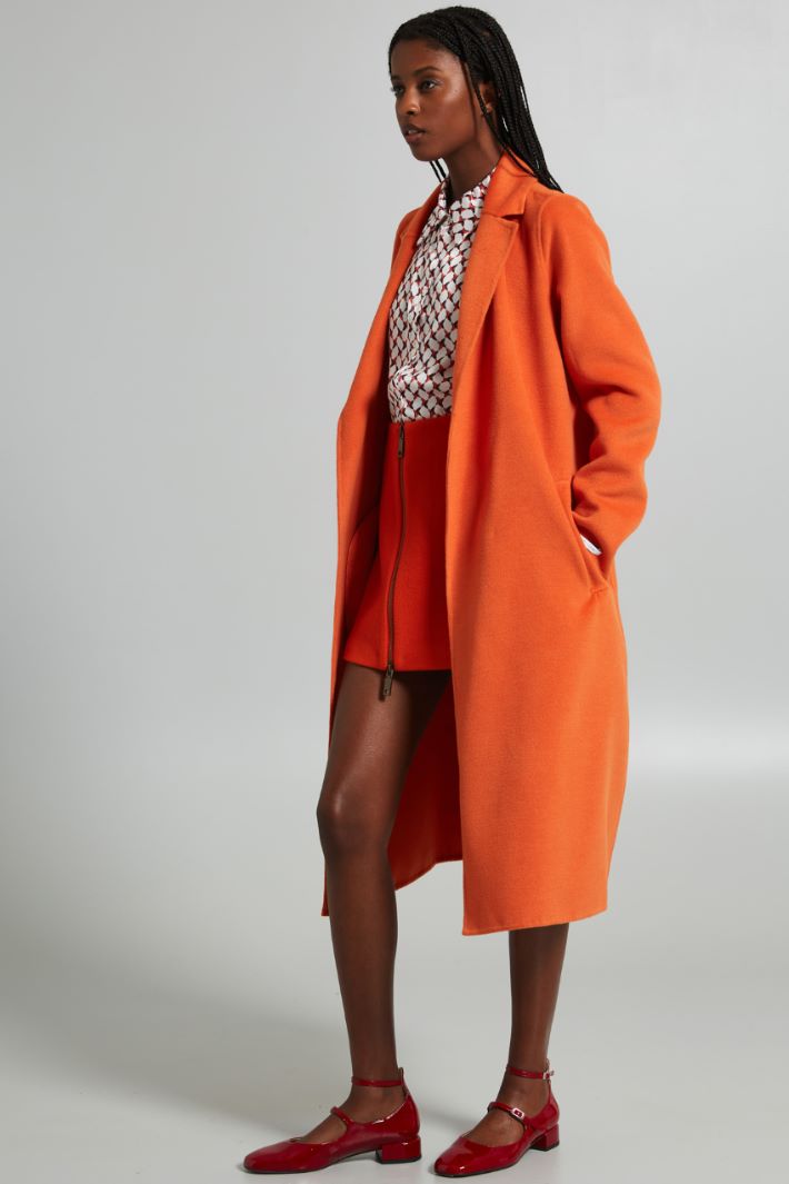 Gonna corta in panno di lana - ARANCIONE ZUCCA - Fashion Market