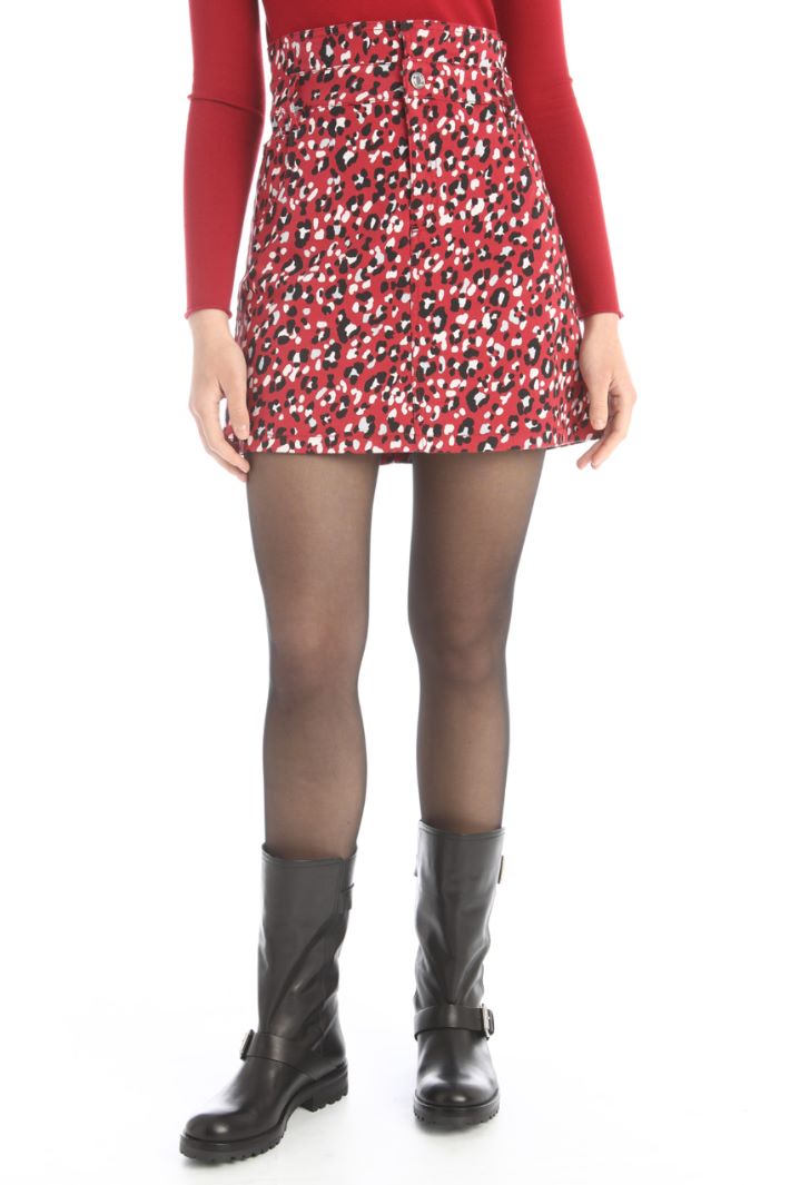 Minigonna a vita alta - ROSSO - Fashion Market - 4