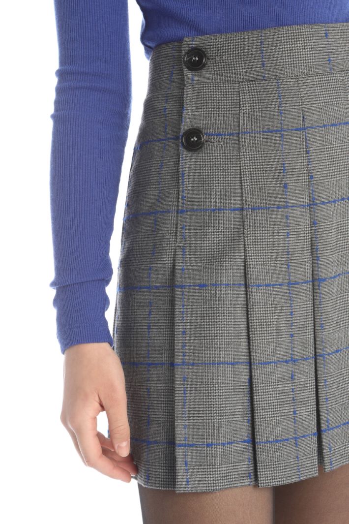Minigonna a pieghe in flanella - GRIGIO BLU - Fashion Market - 3