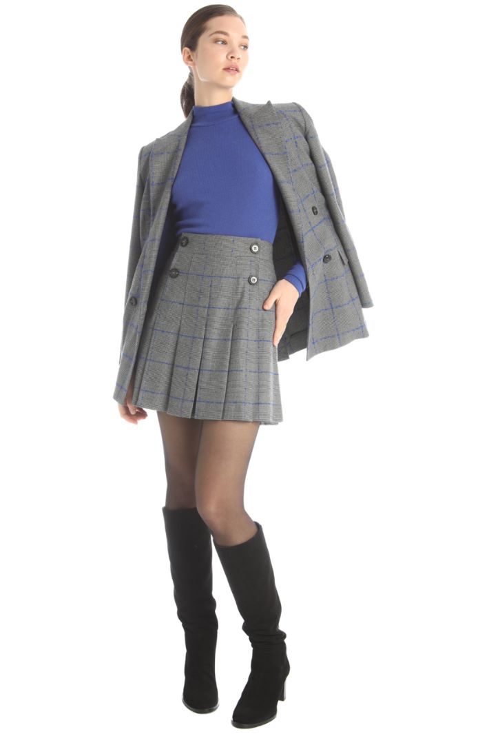 Minigonna a pieghe in flanella - GRIGIO BLU - Fashion Market
