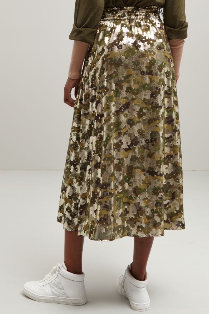 Gonna midi in georgette - VERDE KAKI ARGENTO - Fashion Market - 4