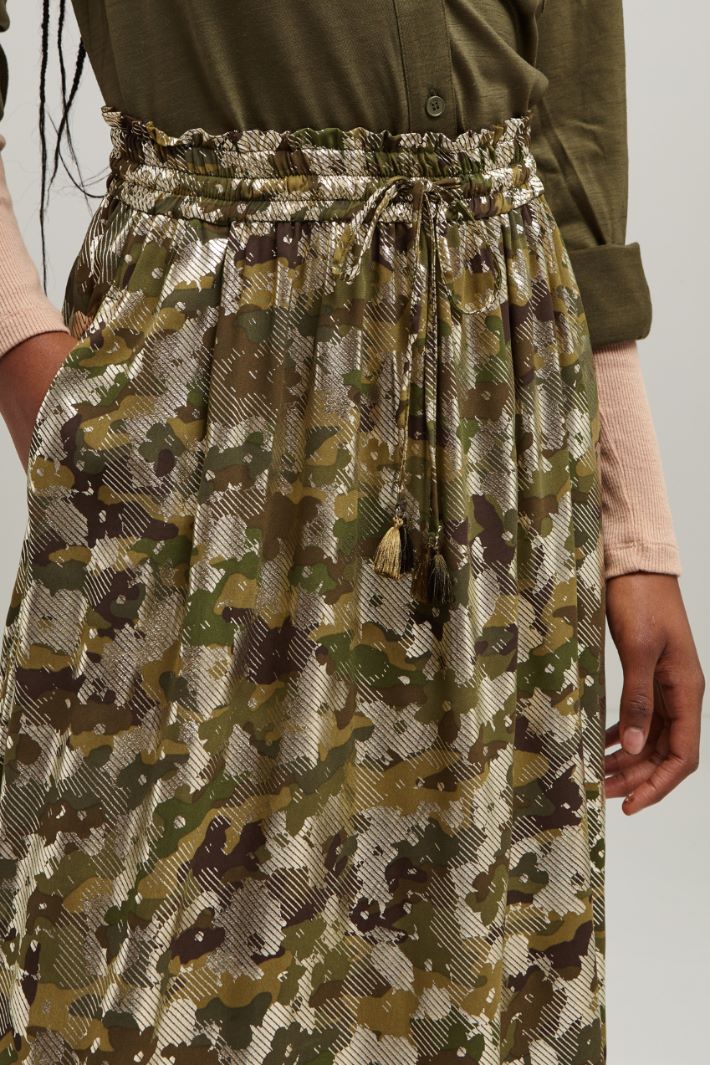 Gonna midi in georgette - VERDE KAKI ARGENTO - Fashion Market - 3
