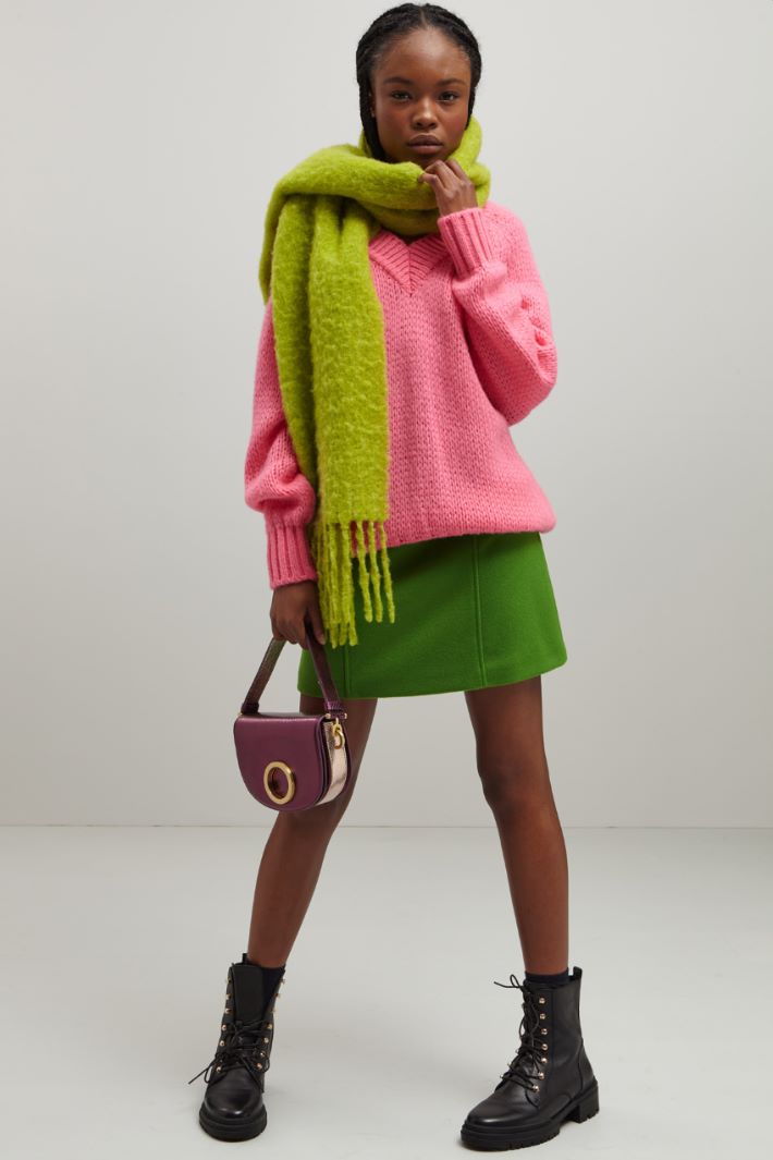Minigonna in lana  - VERDE - Fashion Market