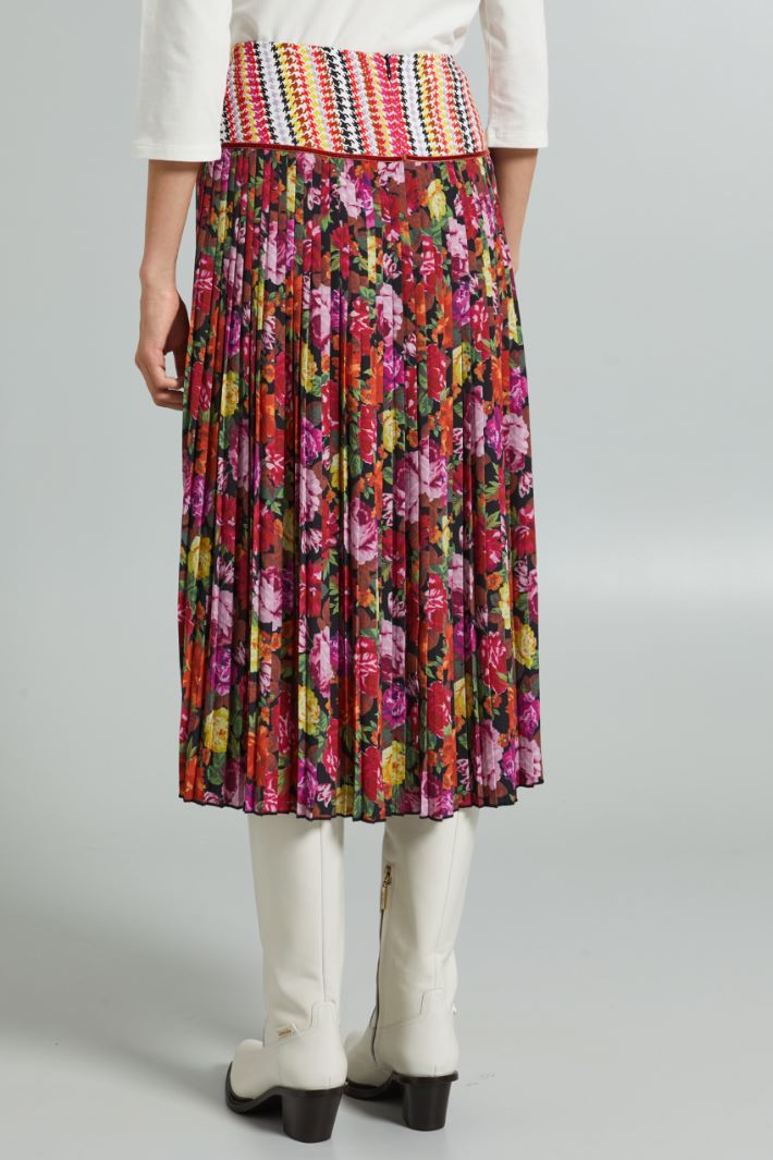 Gonna con baschina a contrasto - VIOLA ROSA GIALLO - Fashion Market - 4