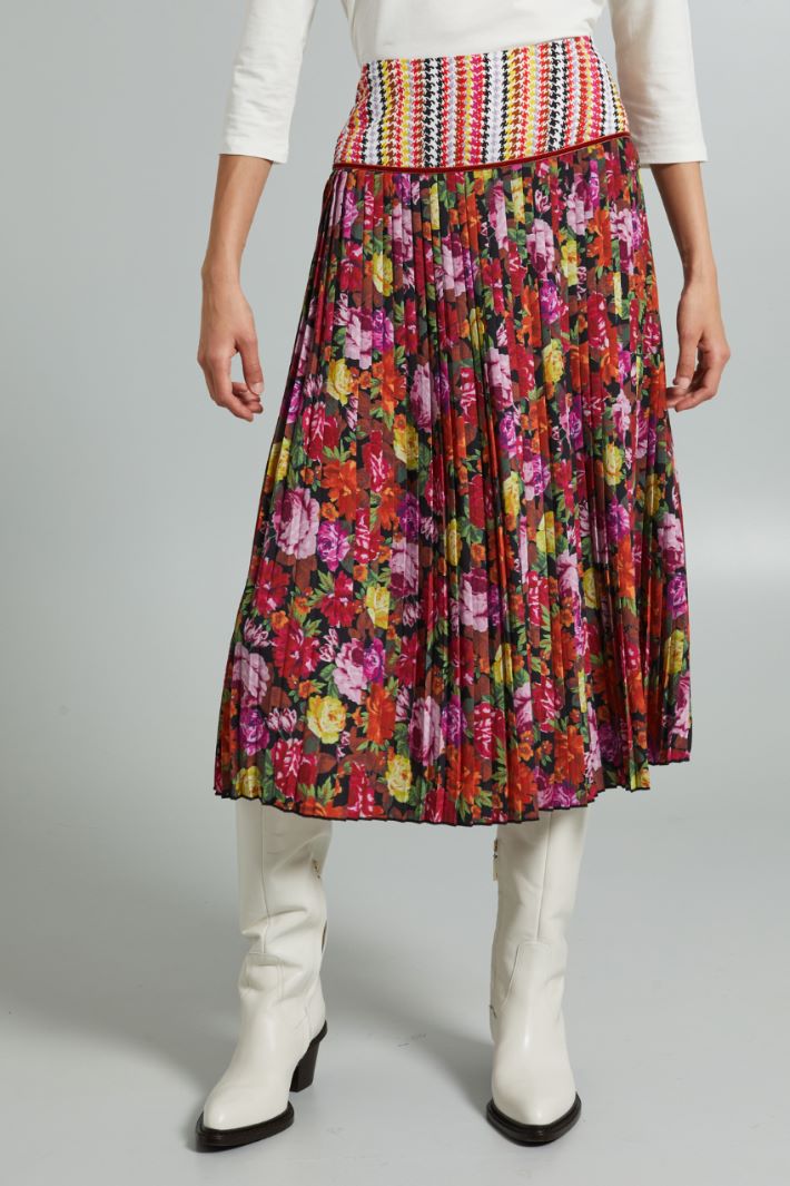 Gonna con baschina a contrasto - VIOLA ROSA GIALLO - Fashion Market - 2