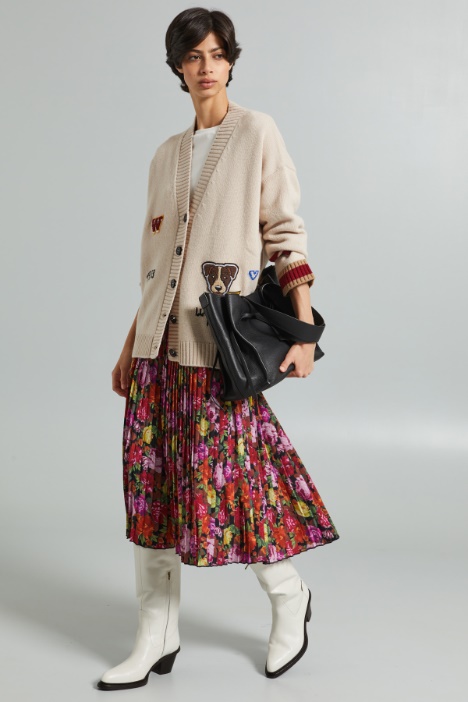 Gonna con baschina a contrasto - Fashion Market