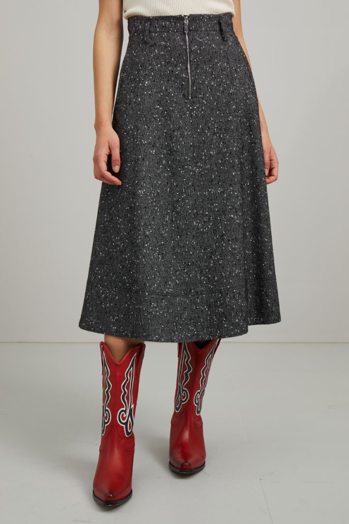 Gonna ampia bottonata - NERO BIANCO - Fashion Market - 2