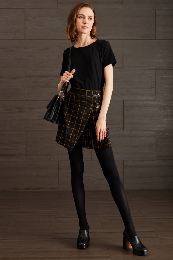 Gonna corta a portafoglio - NERO GIALLO MARRONE - Fashion Market