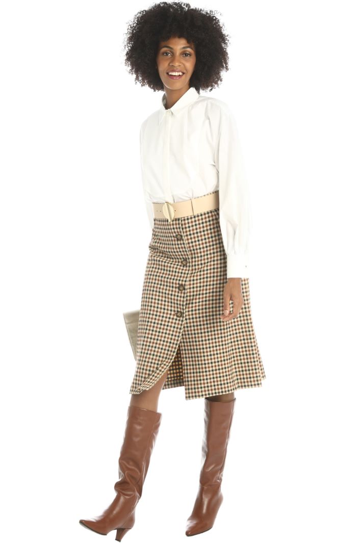 Gonna svasata in gabardine - CAMMELLO TABACCO - Fashion Market