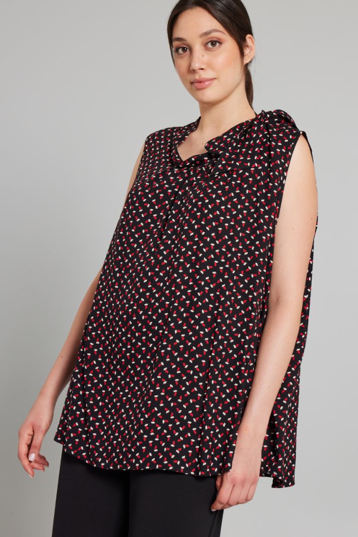 Blusa in viscosa stampata - NERO ROSSO BIANCO - Fashion Market - 2