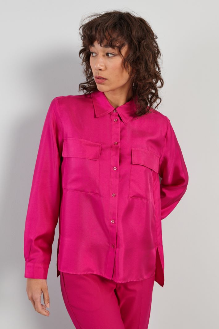 Camicia in twill di seta - FUCSIA - Fashion Market - 2