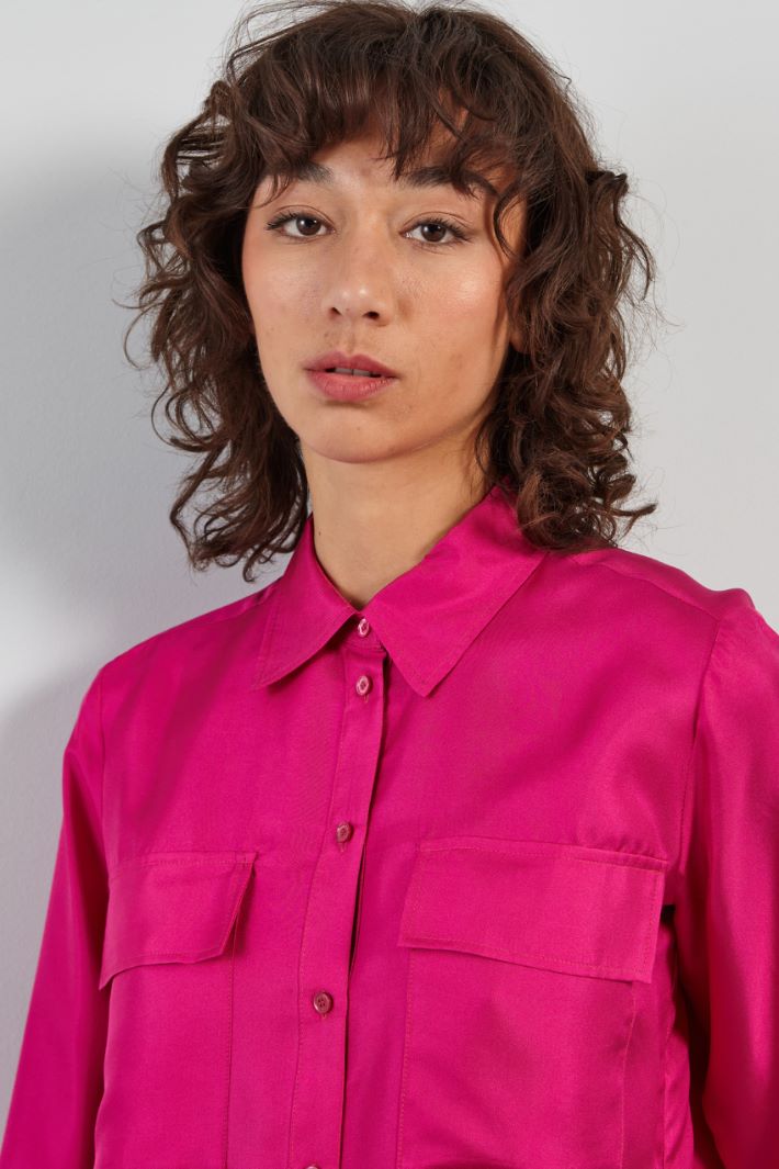 Camicia in twill di seta - FUCSIA - Fashion Market - 3
