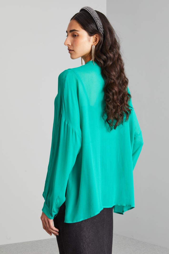 Camicia in georgette - VERDE SMERALDO - Fashion Market - 4