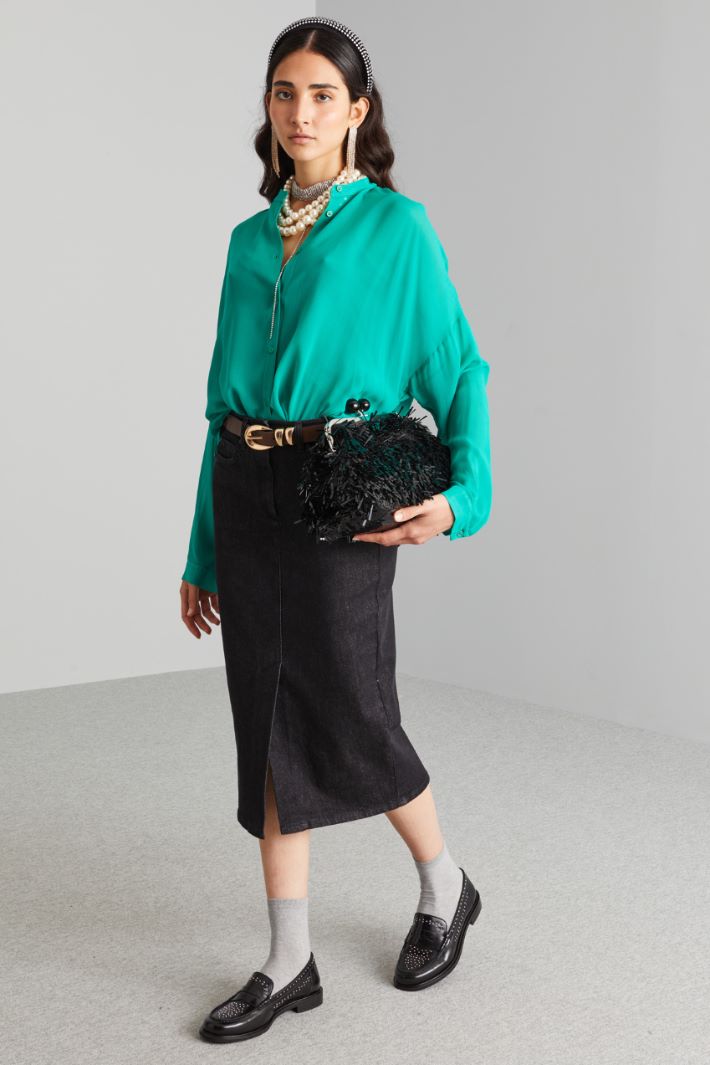 Camicia in georgette - VERDE SMERALDO - Fashion Market