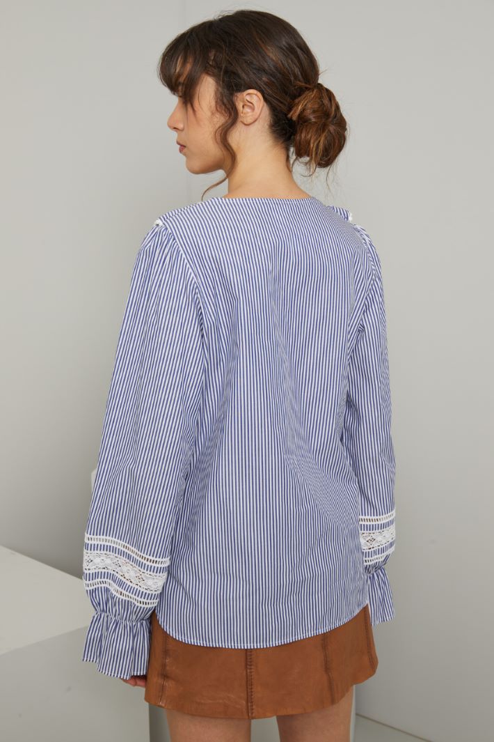 Casacca in popeline - BLU BIANCO - Fashion Market - 4