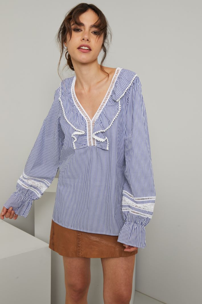 Casacca in popeline - BLU BIANCO - Fashion Market - 2