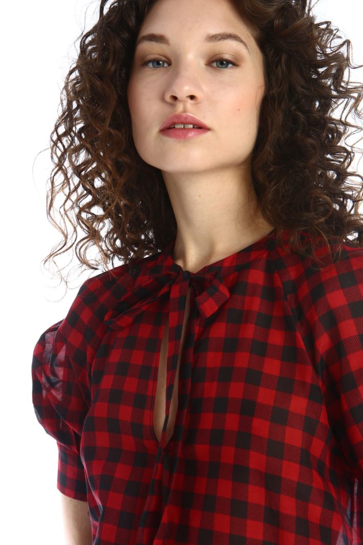 Top in cotone e seta - ROSSO NERO - Fashion Market - 3