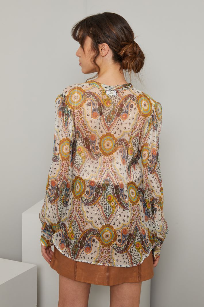 Blusa in creponne - BIANCO ROSA GIALLO - Fashion Market - 4