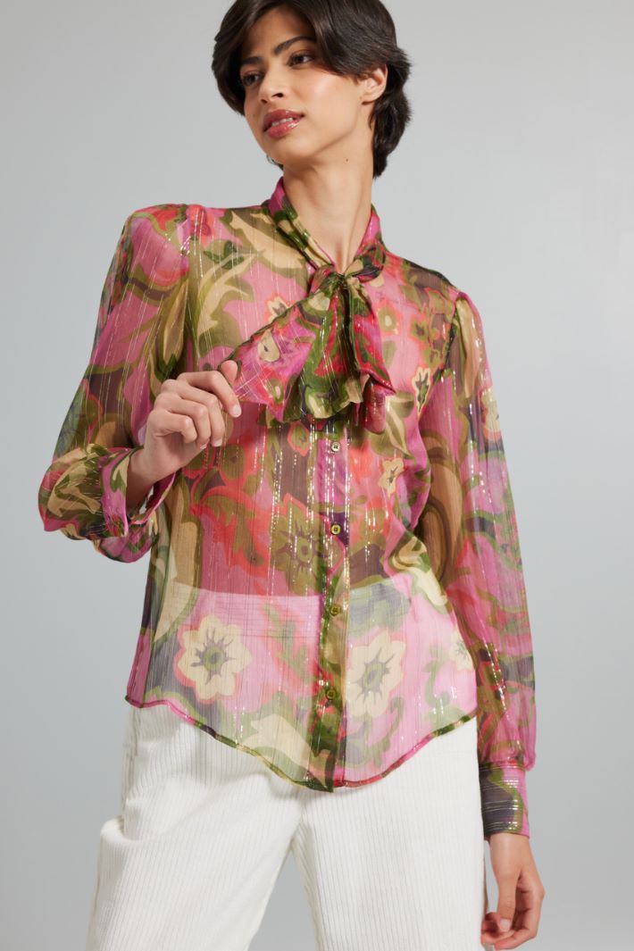 Camicia in creponne lamè - FUCSIA VERDE - Fashion Market - 2