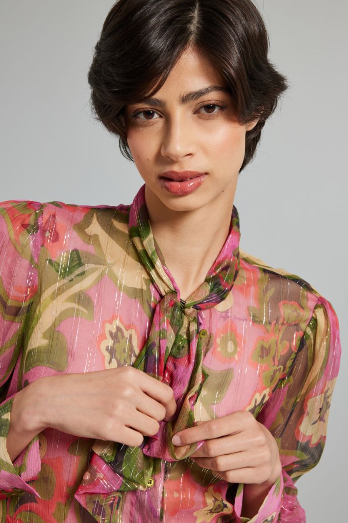 Camicia in creponne lamè - FUCSIA VERDE - Fashion Market - 3