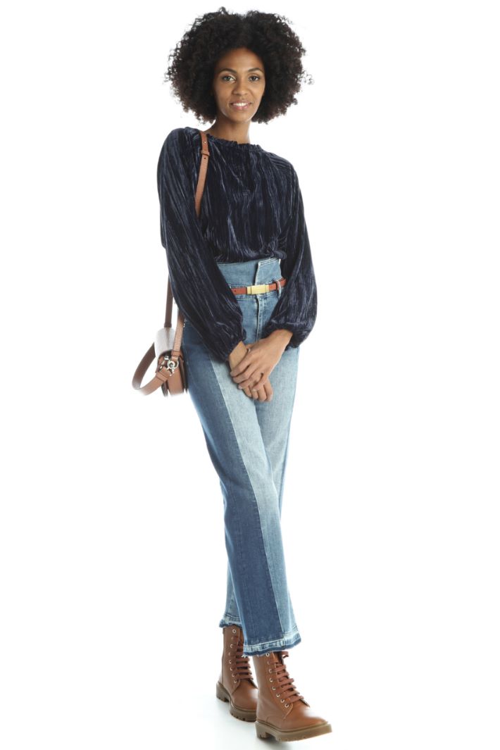Blusa in velluto - BLU - Fashion Market - 3