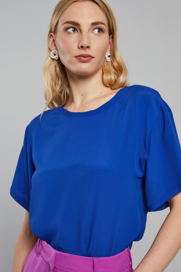 Blusa boxy in misto seta - BLUETTE - Fashion Market - 3