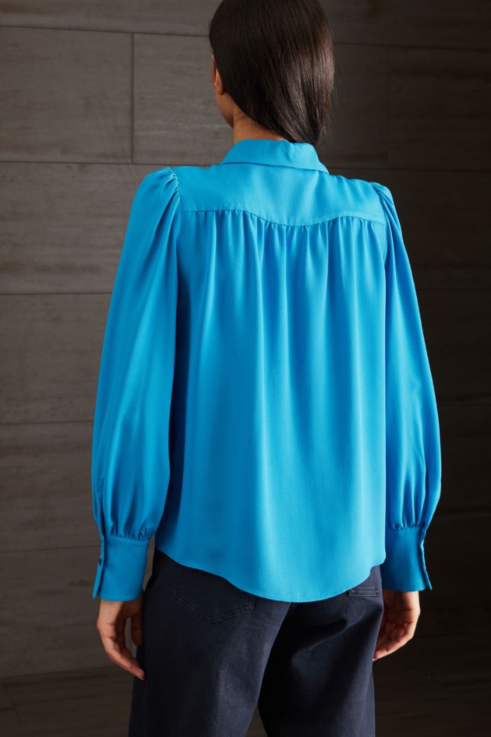Camicia in crèpe de chine - TURCHESE - Fashion Market - 4