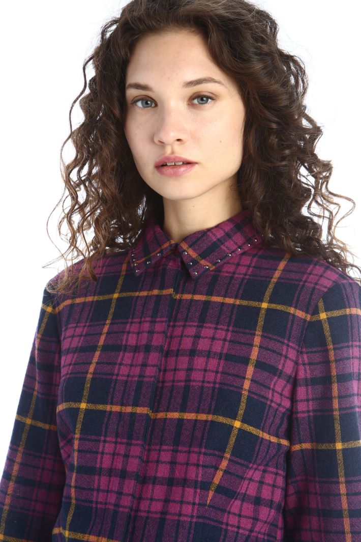 Camicia in lana e viscosa - VIOLA NERO - Fashion Market