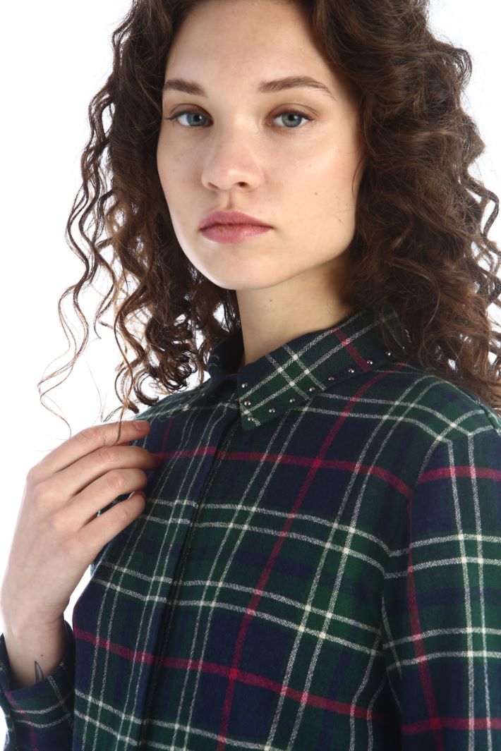 Camicia in lana e viscosa - VERDE BLU - Fashion Market - 3