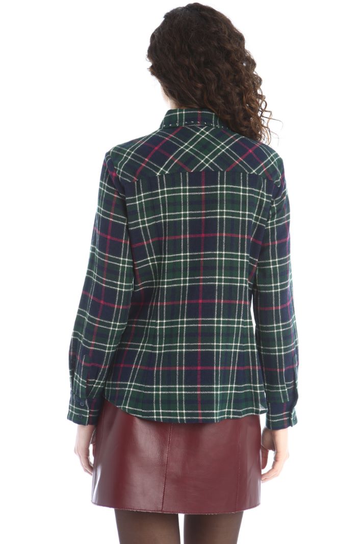 Camicia in lana e viscosa - VERDE BLU - Fashion Market - 2