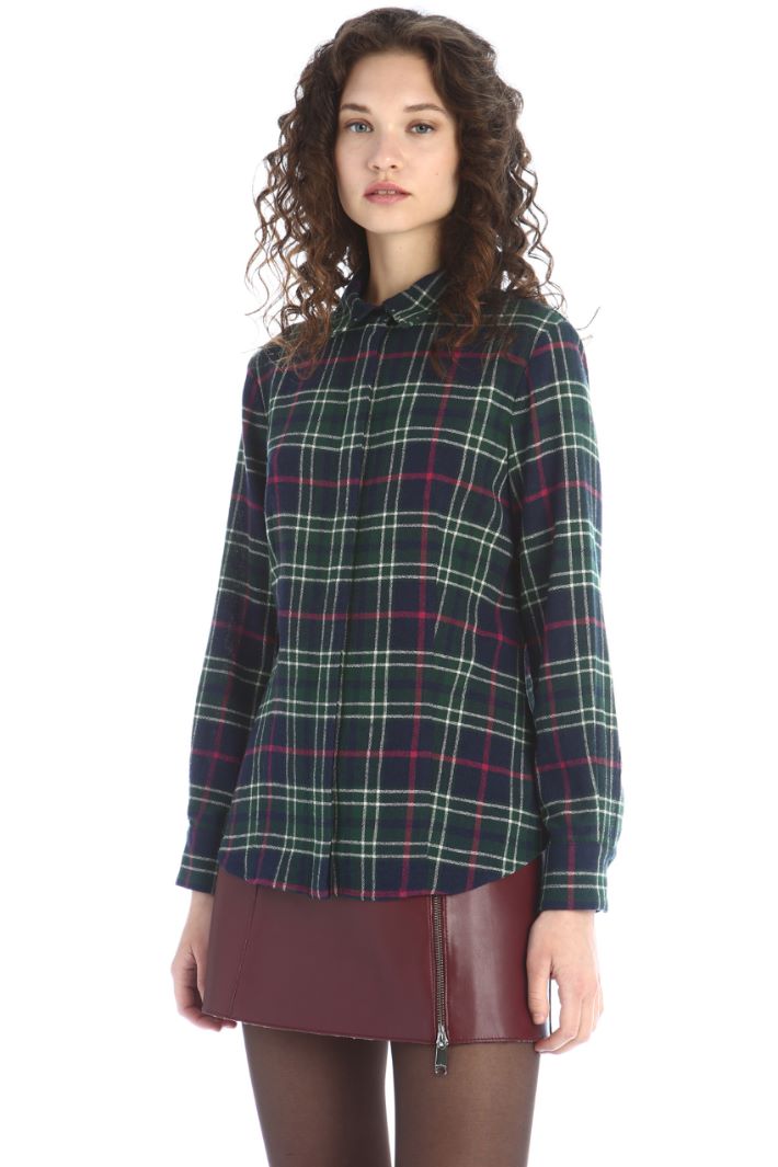 Camicia in lana e viscosa - VERDE BLU - Fashion Market