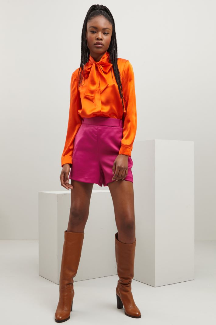 Camicia in pura seta - ARANCIONE - Fashion Market