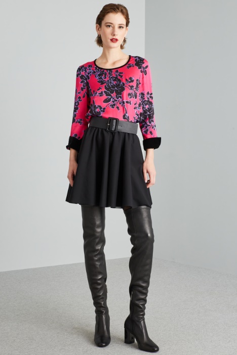 Blusa con profili in velluto - Fashion Market
