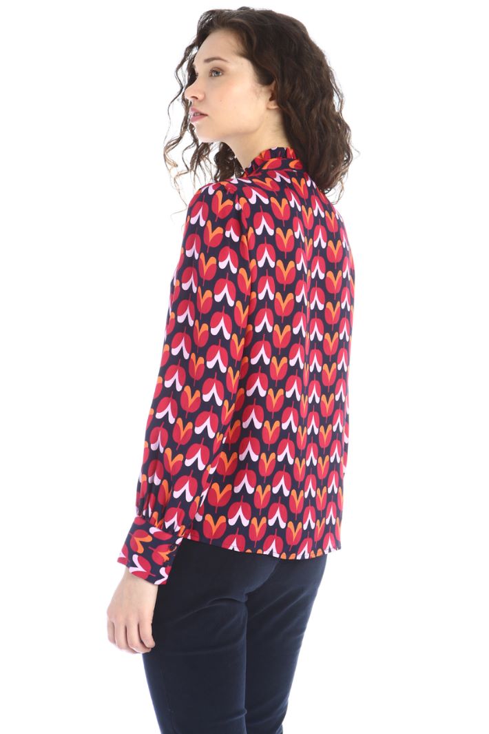 Blusa stampata allover - ROSSO ARANCIONE BLU - Fashion Market - 2