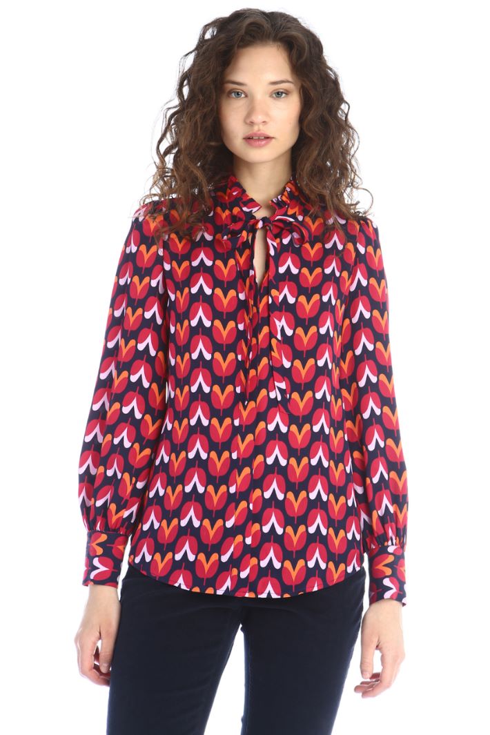 Blusa stampata allover - ROSSO ARANCIONE BLU - Fashion Market