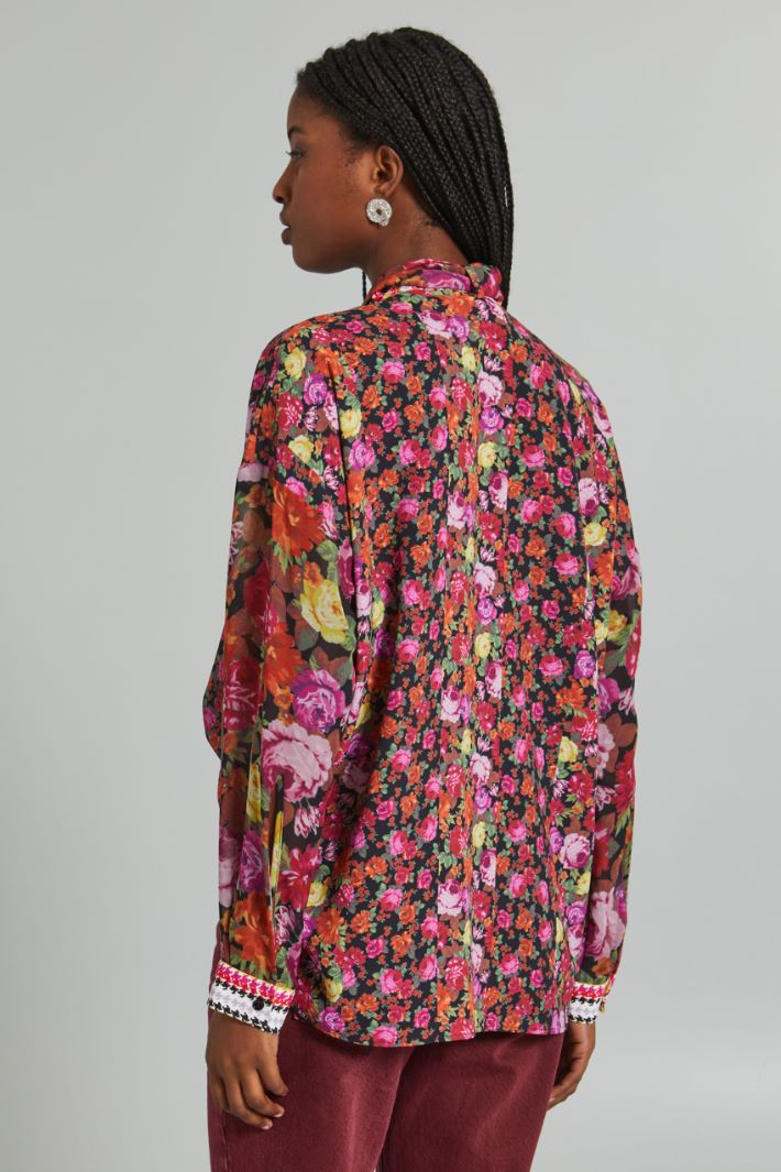 Camicia con collo a foulard - FUCSIA ARANCIONE NERO - Fashion Market - 4