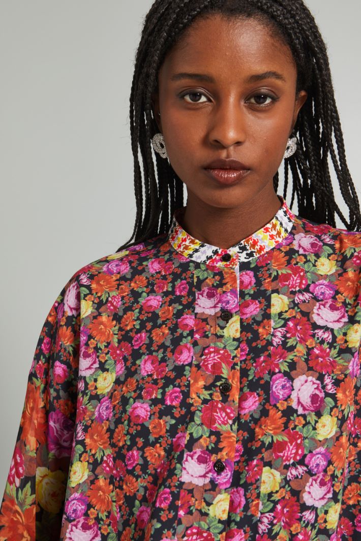 Camicia con collo a foulard - FUCSIA ARANCIONE NERO - Fashion Market - 3