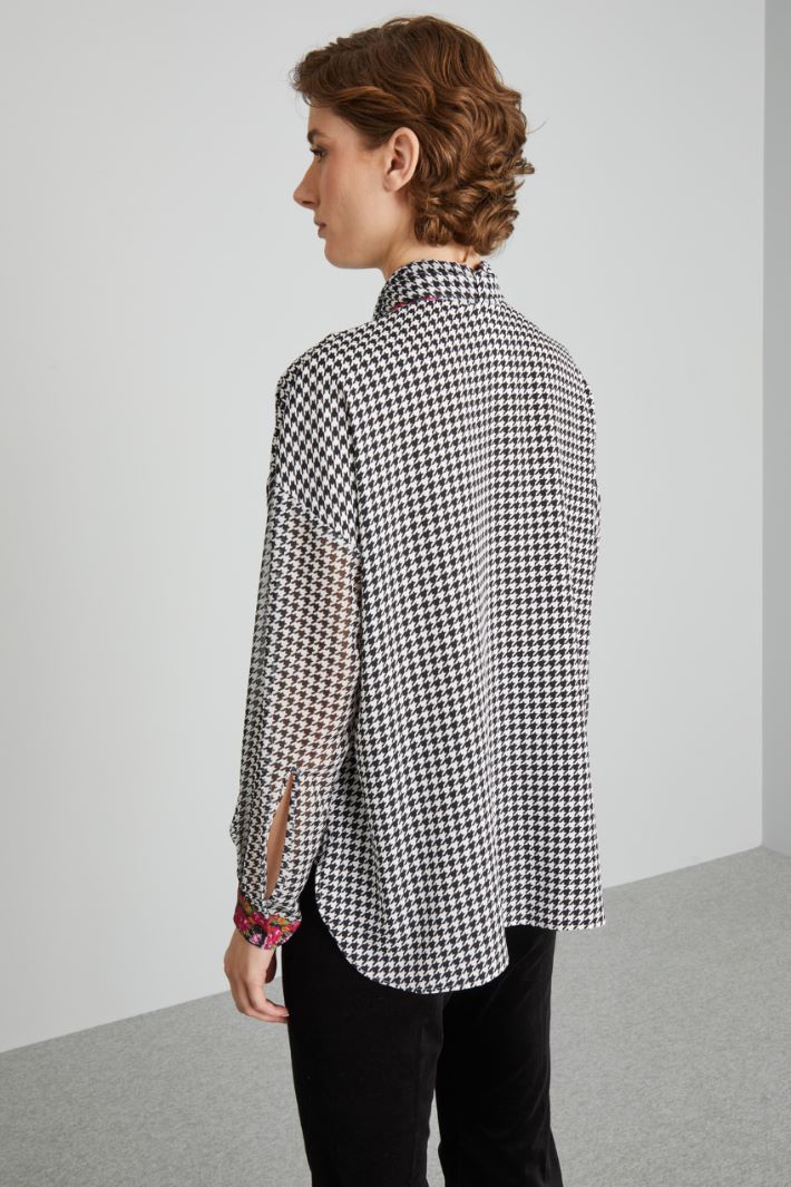 Camicia con collo a foulard - NERO BIANCO - Fashion Market - 4