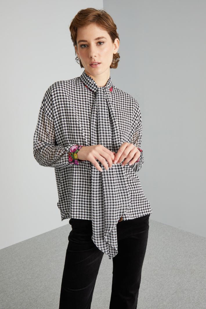 Camicia con collo a foulard - NERO BIANCO - Fashion Market - 2