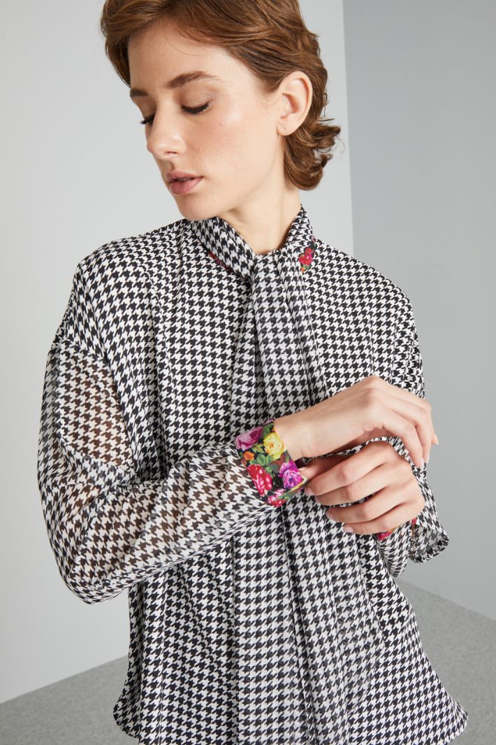 Camicia con collo a foulard - NERO BIANCO - Fashion Market - 3