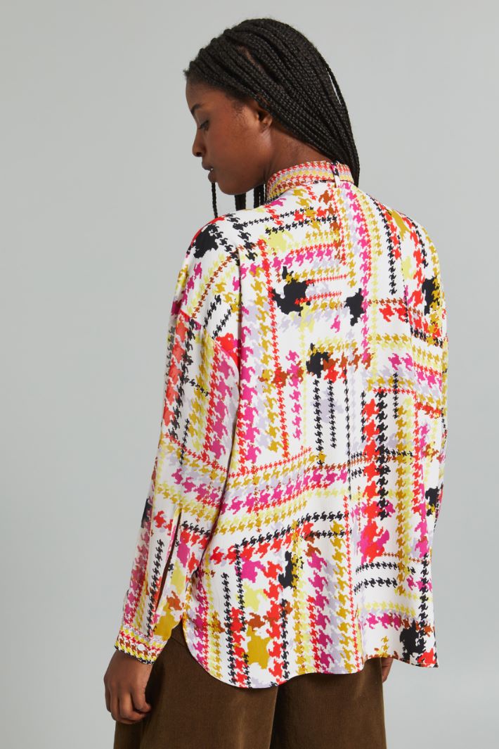 Camicia con collo a foulard - BIANCO GIALLO FUCSIA - Fashion Market - 4