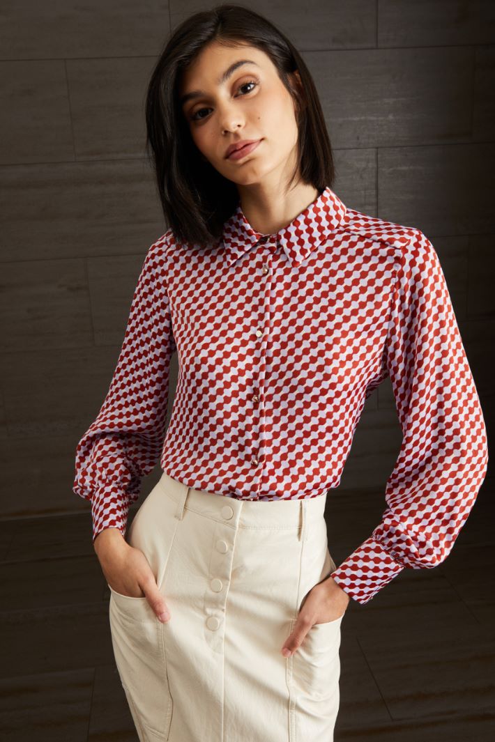 Camicia morbida - MATTONE LILLA BIANCO - Fashion Market - 2