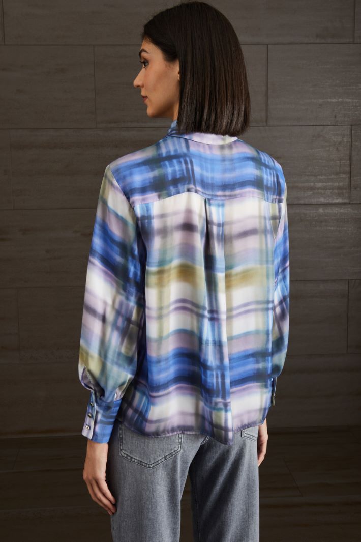 Casacca in raso stampato - BLU VIOLA VERDE - Fashion Market - 4