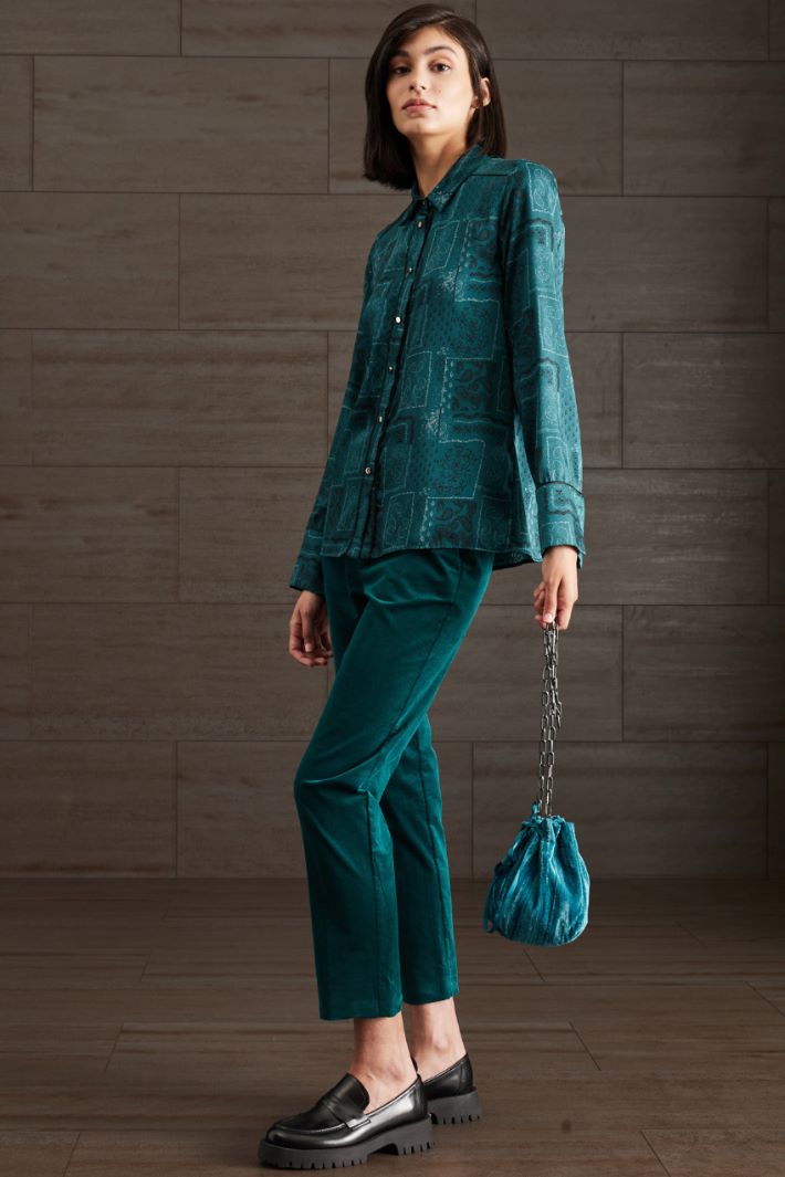 Camicia stampata in twill - VERDE SMERALDO NERO - Fashion Market