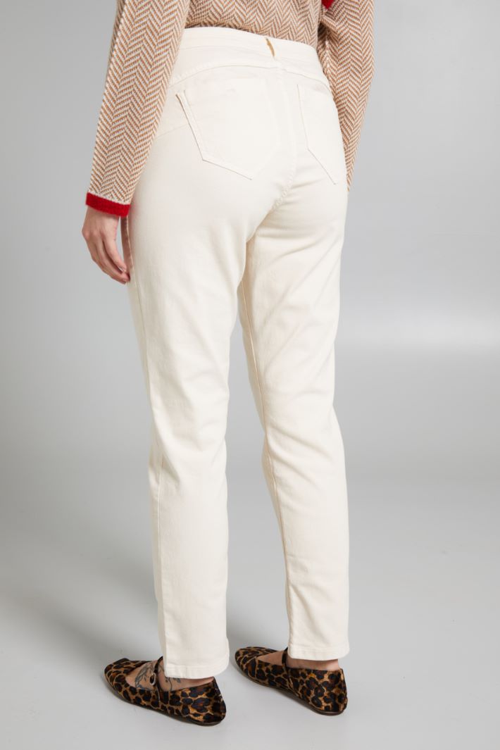 Pantaloni in bull stretch - ECRU - Fashion Market - 4