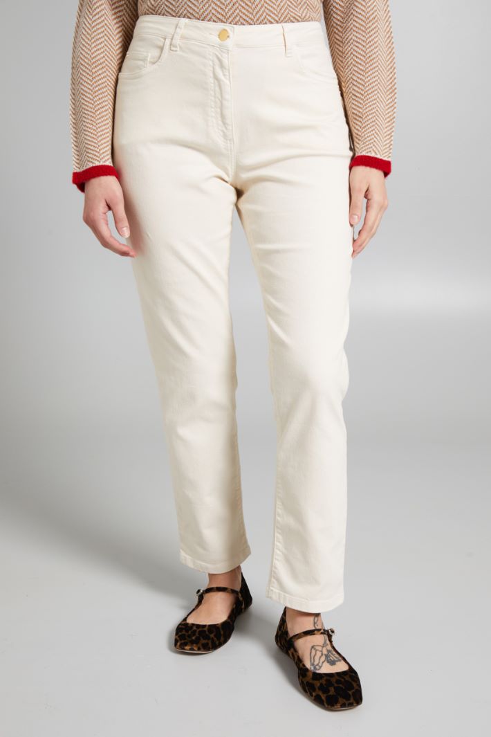 Pantaloni in bull stretch - ECRU - Fashion Market - 2