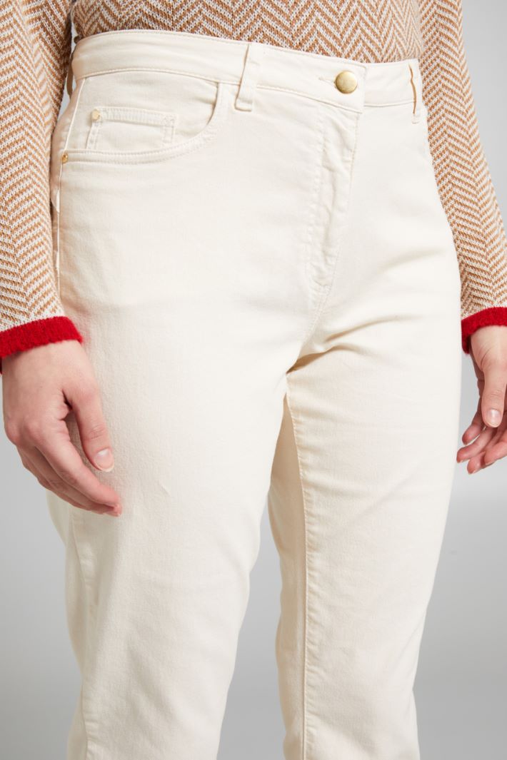 Pantaloni in bull stretch - ECRU - Fashion Market - 3